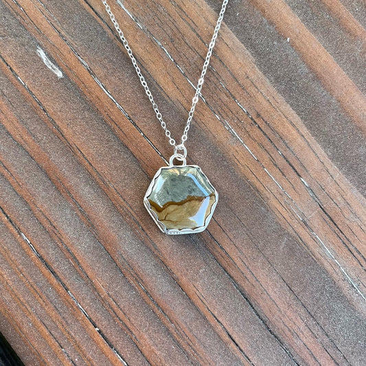 Tombstone Hexagon Landscape Pendant