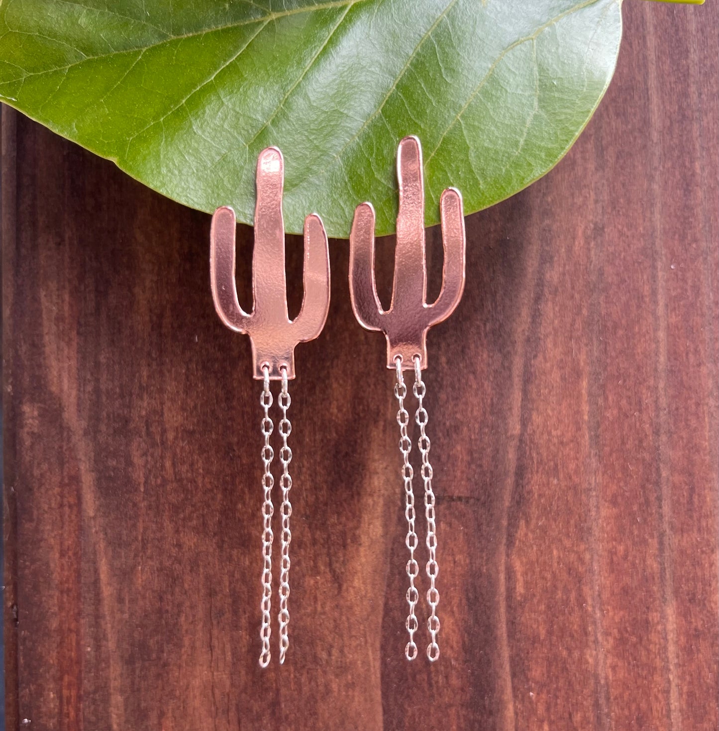 Copper and Sterling Saguaro Chain Dangles