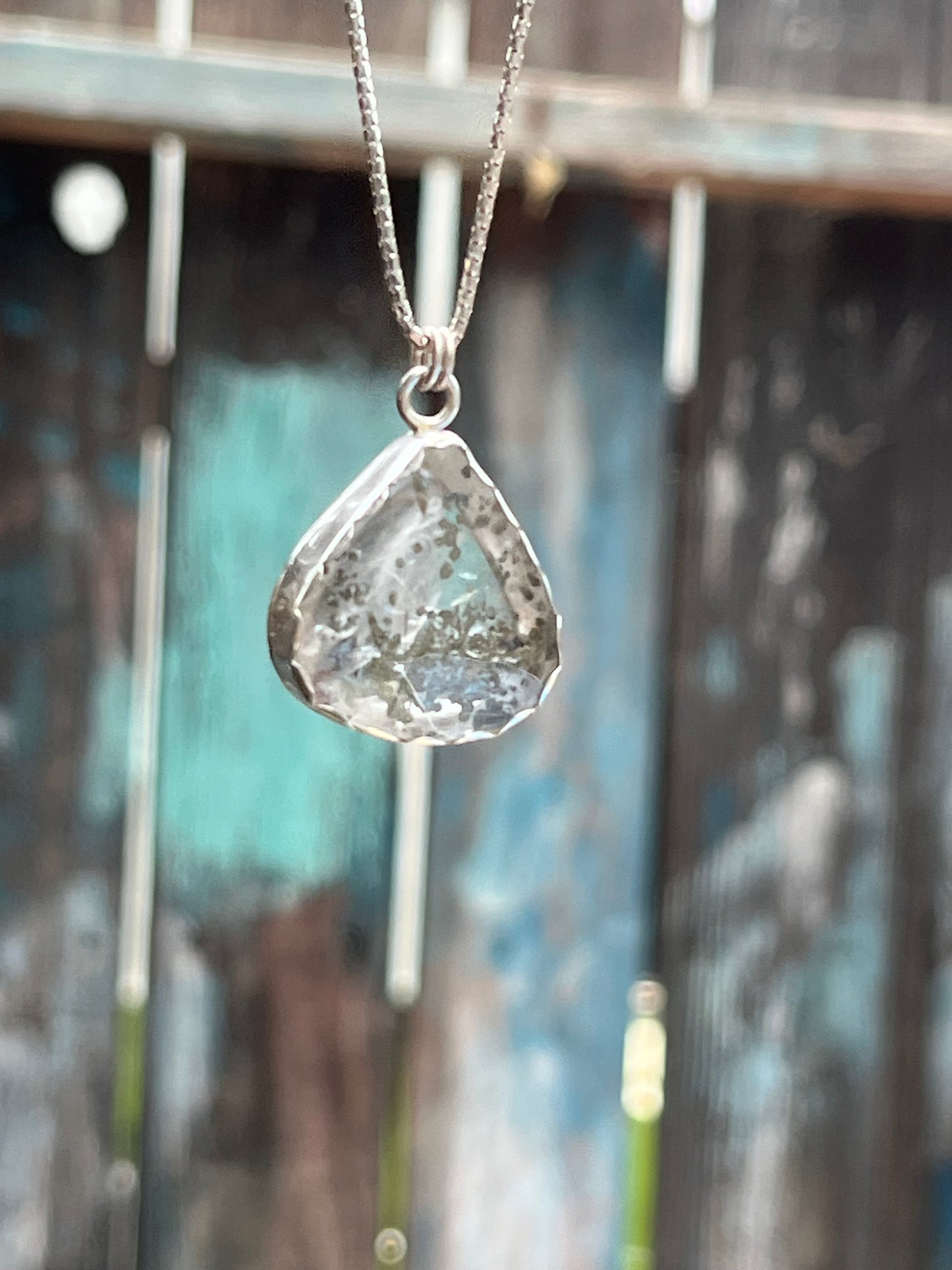 Marcasite in Quartz Sterling Teardrop Pendant