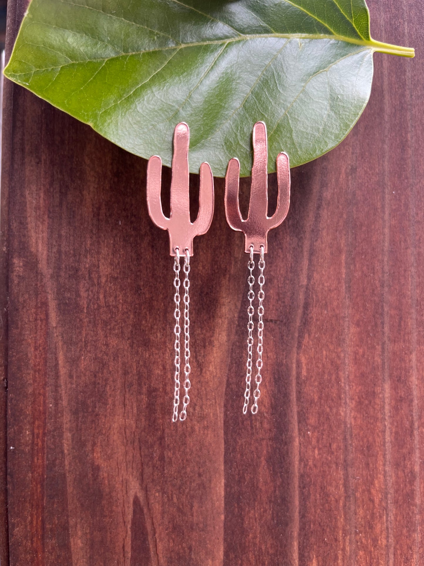 Copper and Sterling Saguaro Chain Dangles