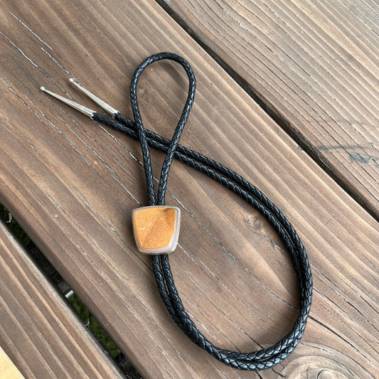 Brazilian Druzy (Rare Burnt Orange) Bolo Tie