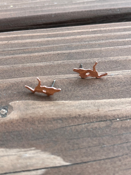 Copper Bull Skull Studs