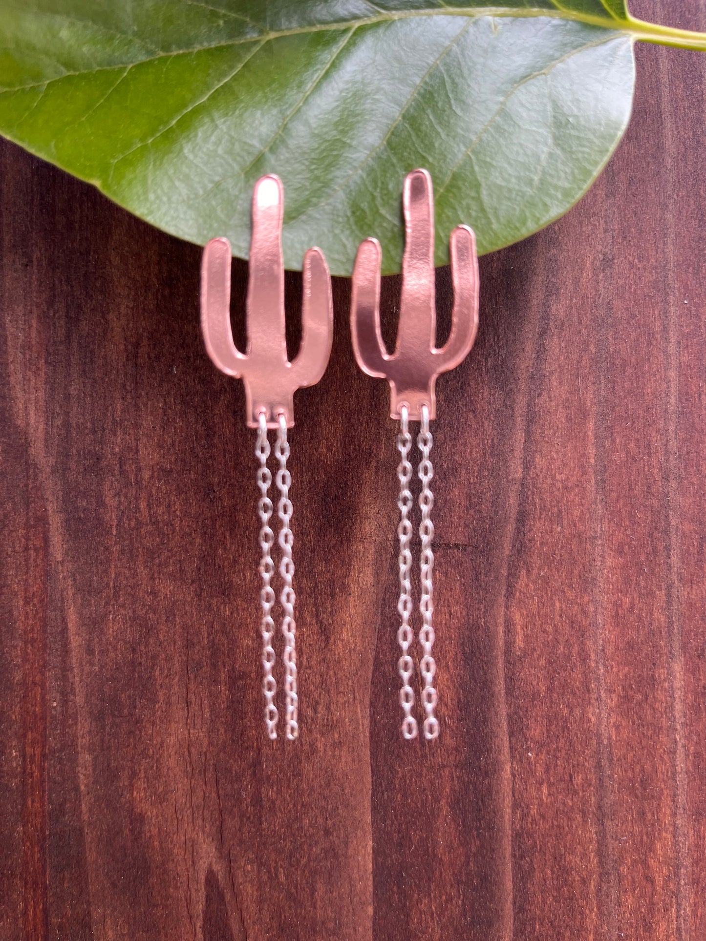 Copper and Sterling Saguaro Chain Dangles