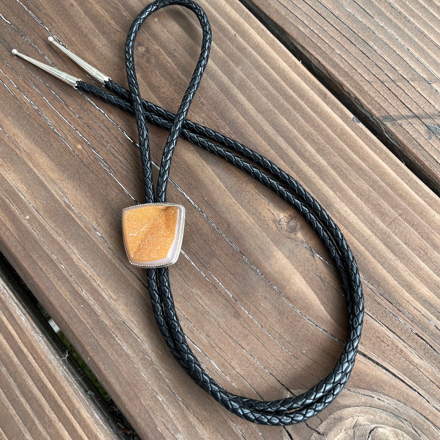 Brazilian Druzy (Rare Burnt Orange) Bolo Tie