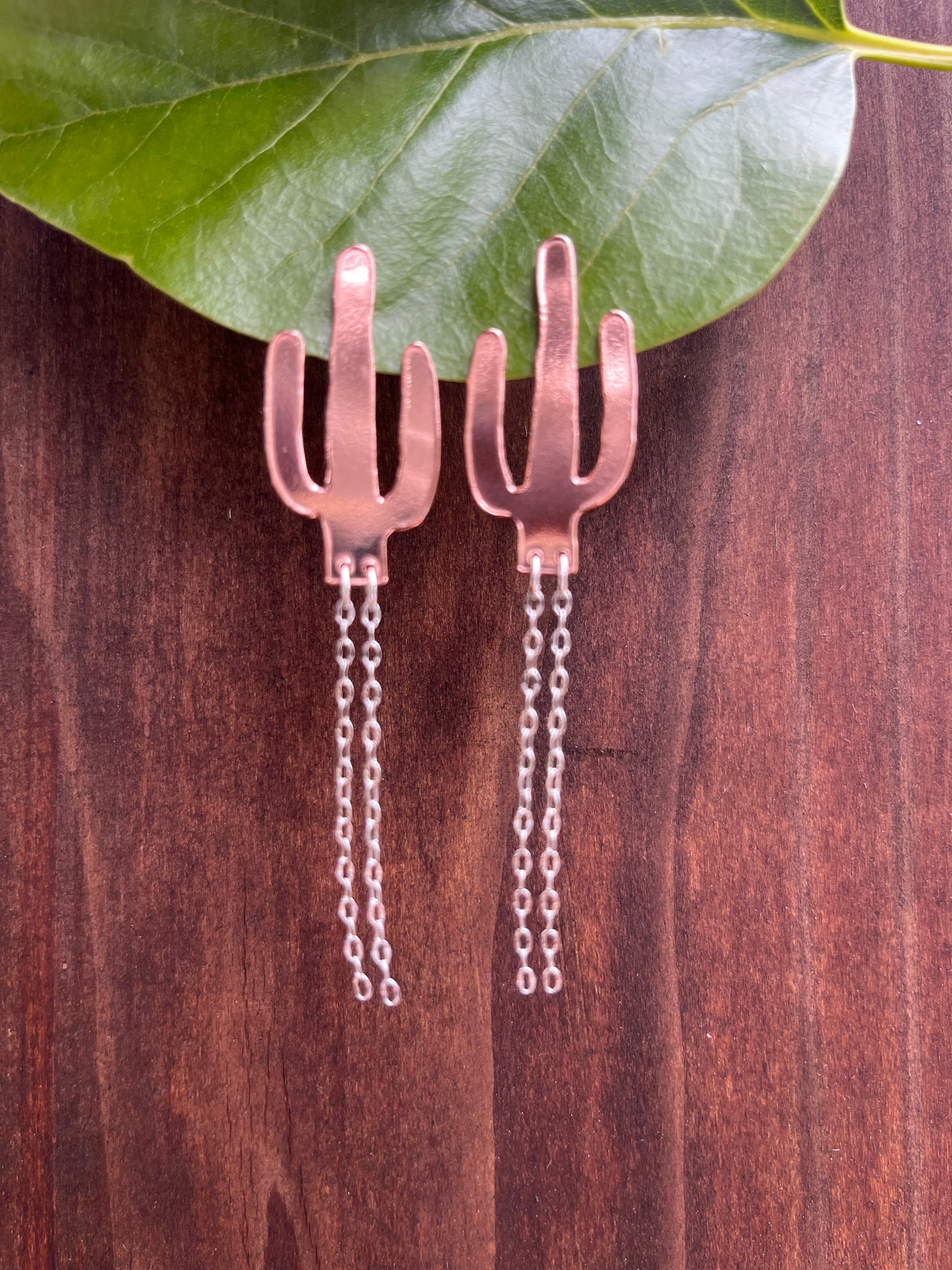 Copper and Sterling Saguaro Chain Dangles