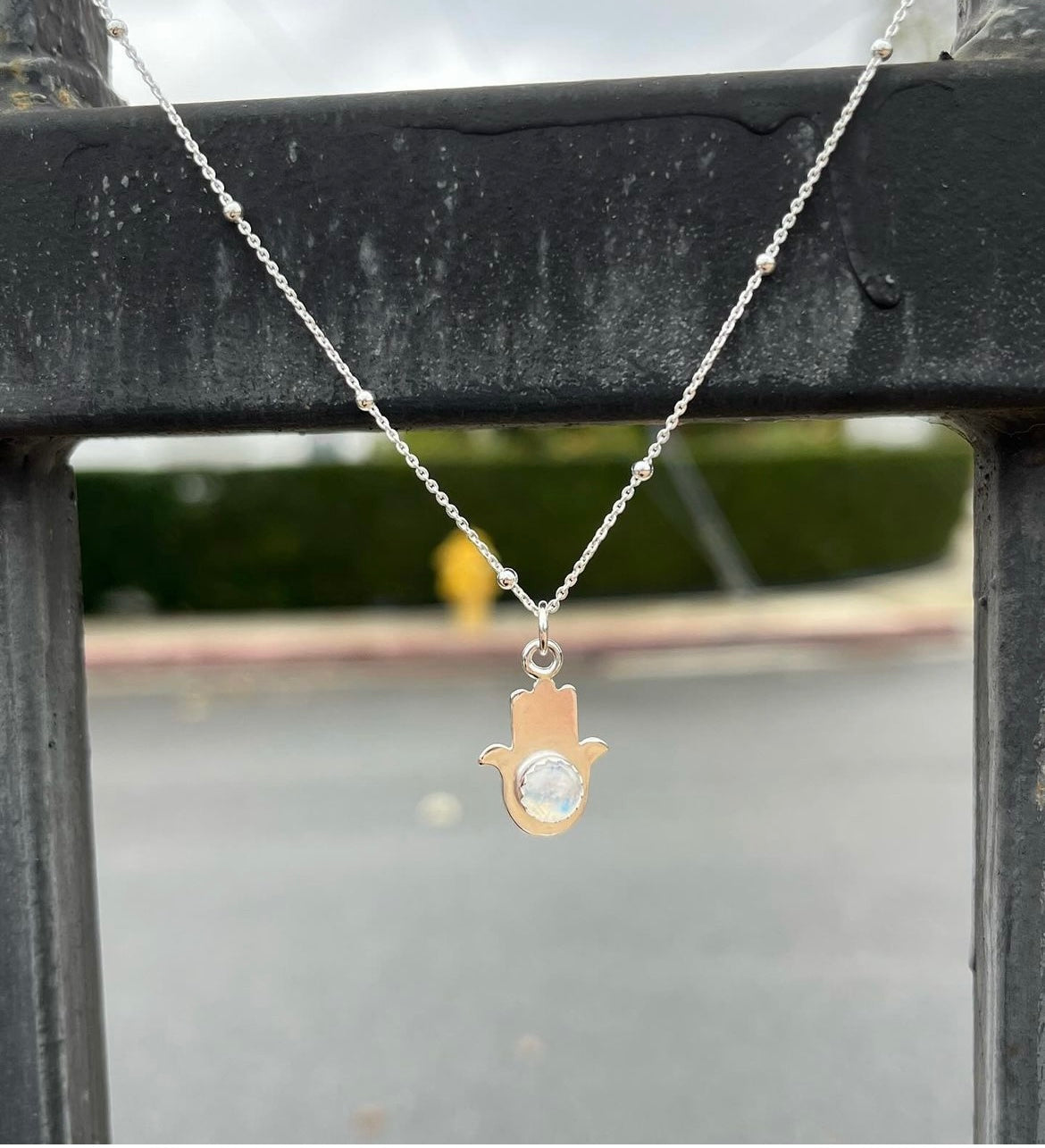 Moonstone Hamsa Necklace