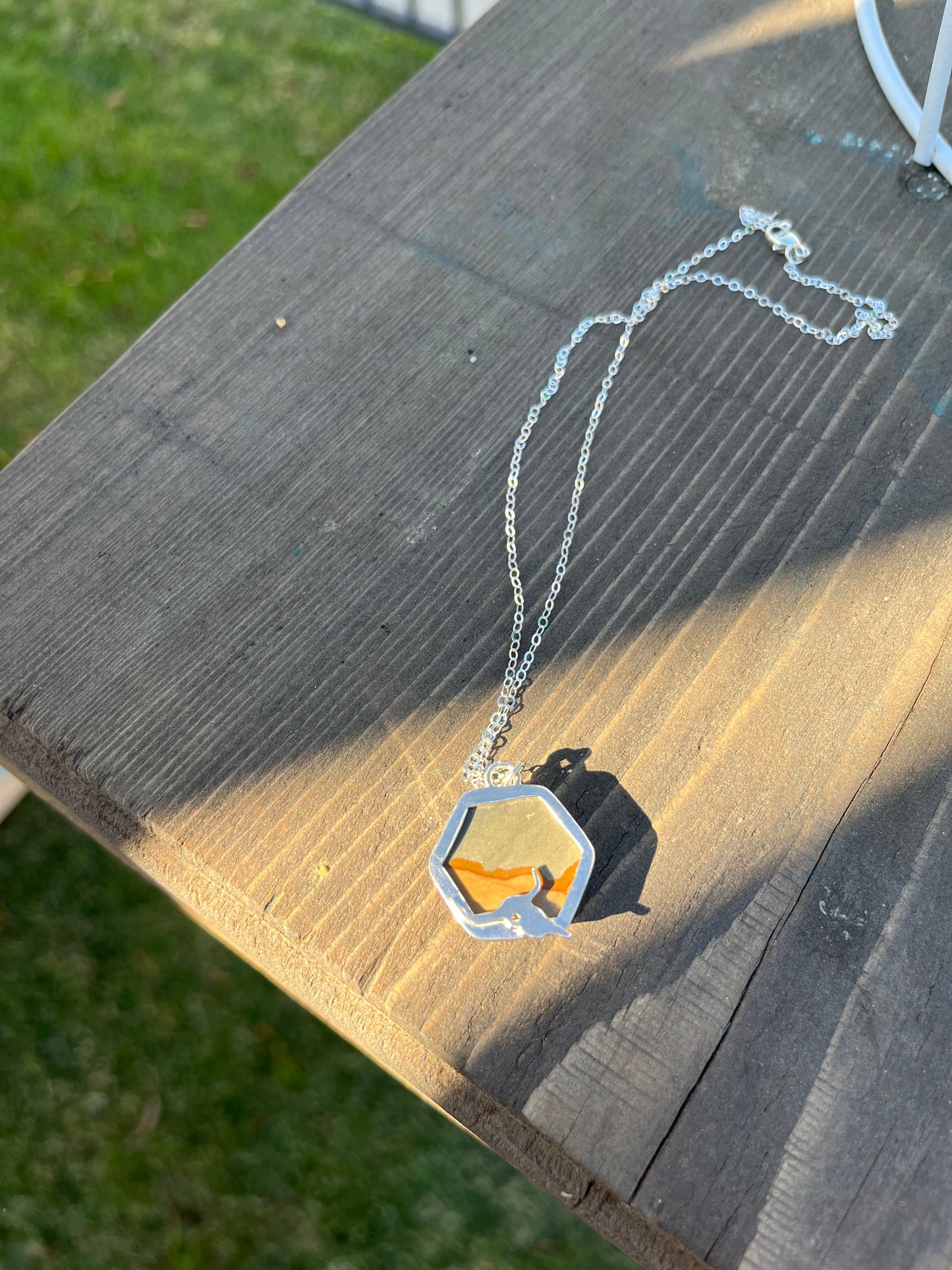 Tombstone Hexagon Landscape Pendant