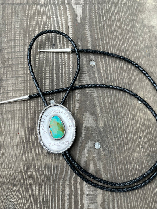 Custom Turquoise Wedding Bolo for Andy